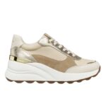 Γυναικεία Ανατομικά Δερμάτινα Sneakers Geox Spherica D65WAB 01122 C1S2L Μπεζ/Χρύσο