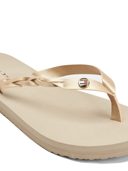 Γυναικείες Σαγιονάρες Tommy Hilfiger Metallic Braided Beach Sandal FW0FW04801 AEP Stone