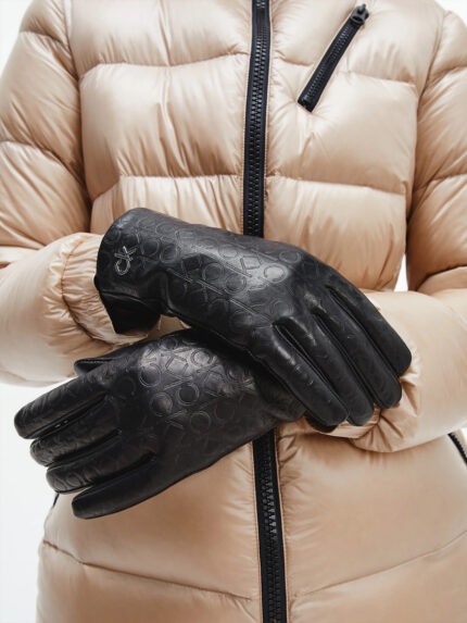 Γυναικεία Δερμάτινα Γάντια Calvin Klein Embossed Gloves K60K608509 BAX Μαύρο