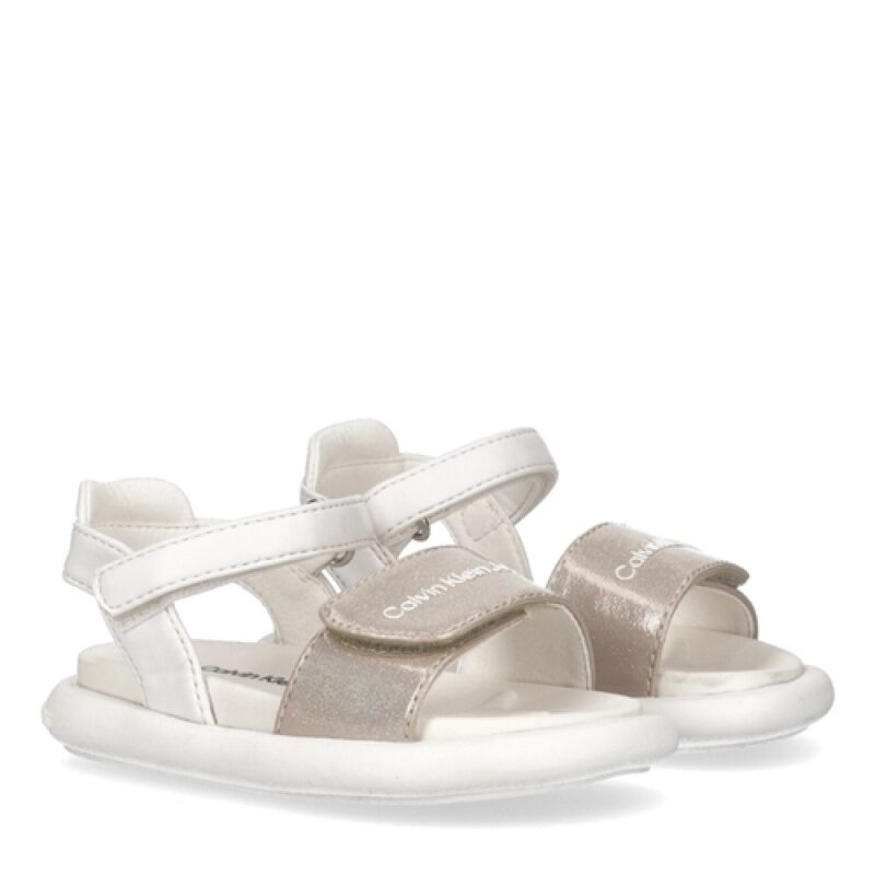 Παιδικά Πέδιλα Calvin Klein Κορίτσι Velcro Sandal T1A2-80202-1377 Μπεζ Λευκό X044 (20-23)