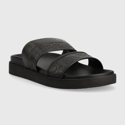 Γυναικεία Σανδάλια Calvin Klein Leather Ergo Slide HW0HW01535 0GN Μαύρα