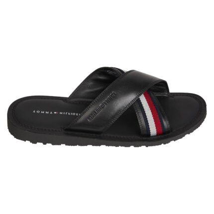 Ανδρικές Δερμάτινες Παντόφλες Tommy Hilfiger FM0FM04457 BDS Μαύρες