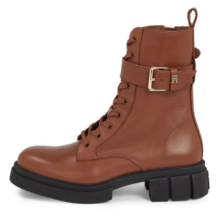 Γυναικεία Δερμάτινα Αρβυλάκια Tommy Hilfiger Bikerboot FW0FW07322 GTU Ταμπά