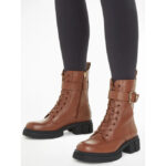 Γυναικεία Δερμάτινα Αρβυλάκια Tommy Hilfiger Bikerboot FW0FW07322 GTU Ταμπά