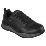 Ανδρικά Δερμάτινα Ανατομικά Sneakers Skechers Benago 210021-BKGY Μαύρα