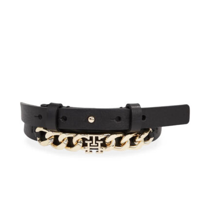 Γυναικεία Δερμάτινη Ζώνη Tommy Hilfiger Chic Chain AW0AW15386 BDS Μαύρη