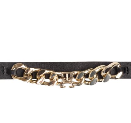 Γυναικεία Δερμάτινη Ζώνη Tommy Hilfiger Chic Chain AW0AW15386 BDS Μαύρη