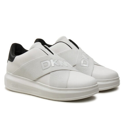 Γυναικεία Δερμάτινα Sneakers DKNY K4467549 WHT-BLK Λευκά