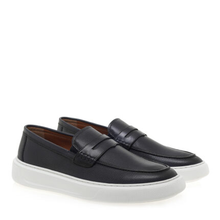 Ανδρικά Δερμάτινα Loafers Renato Garini 52319-Denever Μπλε Δέρμα U562V319230A