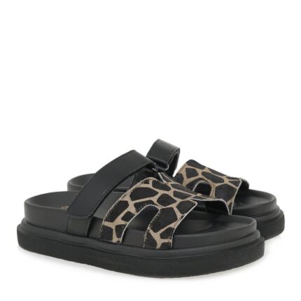 Γυναικεία Δερμάτινα Flatforms Exe HS53023-40V Μαύρο Giraffe Πονυ U403R34021L7