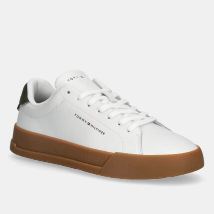 Ανδρικά Δερμάτινα Sneakers Tommy Hilfiger FM0FM05367-01V Λευκό-Πράσινο
