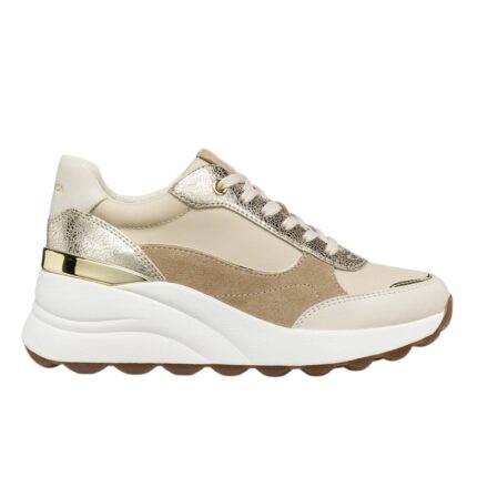 Γυναικεία Ανατομικά Δερμάτινα Sneakers Geox Spherica D65WAB 01122 C1S2L Μπεζ/Χρύσο