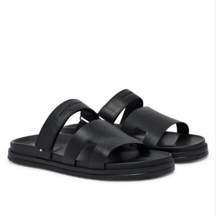 Ανδρικές Δερμάτινες Παντόφλες Tommy Hilfiger FM0FM05773-BDS Μαύρες