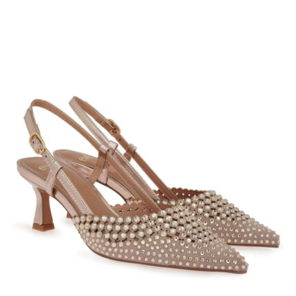 Γυναικείες Γόβες Slingback Exe Alisa-410 Πλατίνα Στρας W47000414Z36