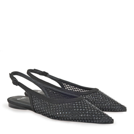 Γυναικεία Παπούτσια Slingback EXE Miami-222 Μαύρο Καστόρι Μαύρο Στρας W47002221A93