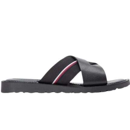 Ανδρικές Δερμάτινες Παντόφλες Tommy Hilfiger FM0FM05783-BDS Μαύρες