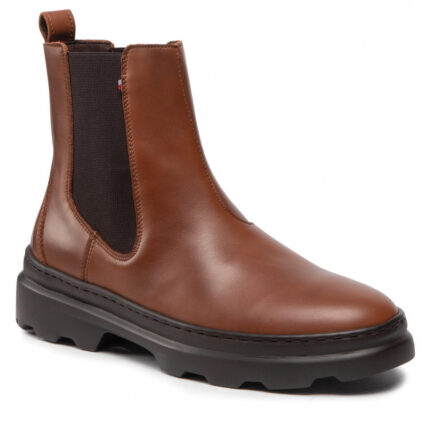 Ανδρικά Μποτάκια Tommy Hilfiger Leather Chelsea FM0FM04193 Winter Cognac GVI