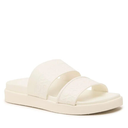 Γυναικεία Σανδάλια Calvin Klein Leather Ergo Slide HW0HW01535 OLI Κρεμ