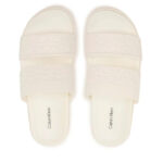 Γυναικεία Σανδάλια Calvin Klein Leather Ergo Slide HW0HW01535 OLI Κρεμ
