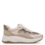 Γυναικεία Ανατομικά Δερμάτινα Sneakers Tamaris 1-23718-46 483 Beige Snake