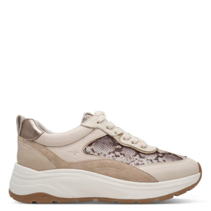 Γυναικεία Ανατομικά Δερμάτινα Sneakers Tamaris 1-23718-46 483 Beige Snake