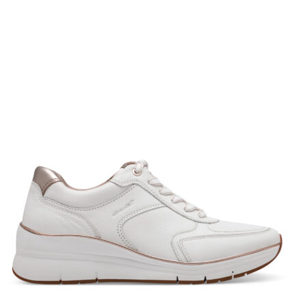 Γυναικεία Ανατομικά Δερμάτινα Sneakers Tamaris 1-23764-43 1A9 Άσπρο/Ρόζ-Χρυσό