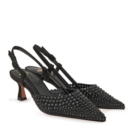 Γυναικεία Slingback Exe ALISA-410 Μαύρο Καστόρι Μαύρο Στρας W47000414A93
