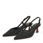 Γυναικεία Slingback Exe ALISA-410 Μαύρο Καστόρι Μαύρο Στρας W47000414A93