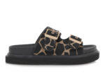 Γυναικεία Δερμάτινα Flat Σανδάλια Exe HS53023-2 Μαύρο GIRAFFE ΠΟΝΥ W403R23228C6