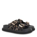 Γυναικεία Δερμάτινα Flat Σανδάλια Exe HS53023-2 Μαύρο GIRAFFE ΠΟΝΥ W403R23228C6
