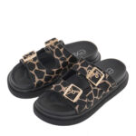 Γυναικεία Δερμάτινα Flat Σανδάλια Exe HS53023-2 Μαύρο GIRAFFE ΠΟΝΥ W403R23228C6
