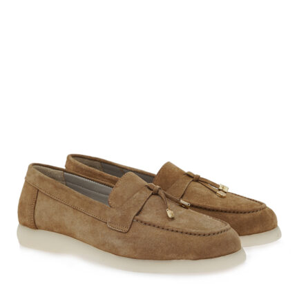 Γυναικεία Δερμάτινα Loafers Lara Conte Madrid 600 Καμηλό Καστόρι W145Y6001416
