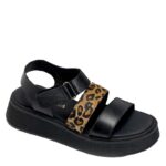 Γυναικεία Ανατομικά Δερμάτινα Flatforms Ragazza 01227 Μαύρο/Λεοπάρ
