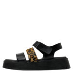Γυναικεία Ανατομικά Δερμάτινα Flatforms Ragazza 01227 Μαύρο/Λεοπάρ