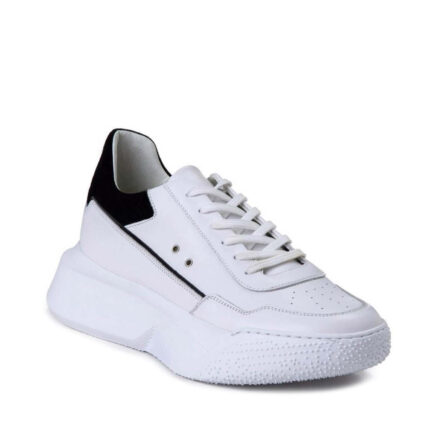 Ανδρικά Δερμάτινα Sneakers Makris X38 Λευκό Hard Black