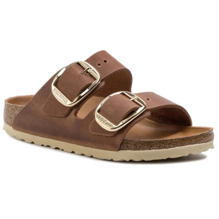 Γυναικεία Δερμάτινα Ανατομικά Σανδάλια Birkenstock Arizona Big Buckle 1011073 Ταμπά Narrow Fit