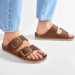 Γυναικεία Δερμάτινα Ανατομικά Σανδάλια Birkenstock Arizona Big Buckle 1011073 Ταμπά Narrow Fit