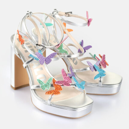 Γυναικεία Πέδιλα Buffalo June Miss Butterfly BN12916151 Ασημί