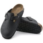 Ανατομικά Δερμάτινα Σαμπό Birkenstock Boston 0059461 Μαύρα Regular Fit