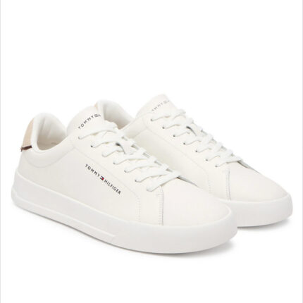 Ανδρικά Δερμάτινα Sneakers Tommy Hilfiger FM0FM05367 0LE Λευκά Μπεζ