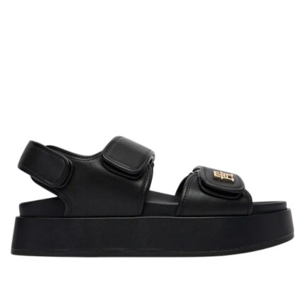 Γυναικεία Δερμάτινα Σανδάλια Tommy Hilfiger Platform FW0FW09119-BDS Μαύρα