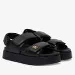 Γυναικεία Δερμάτινα Σανδάλια Tommy Hilfiger Platform FW0FW09119-BDS Μαύρα