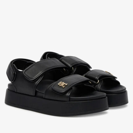 Γυναικεία Δερμάτινα Σανδάλια Tommy Hilfiger Platform FW0FW09119-BDS Μαύρα