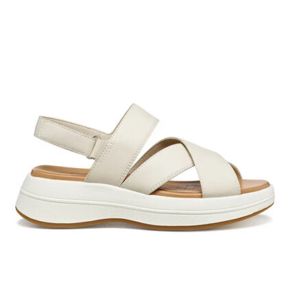 Γυναικεία Δερμάτινα Σανδάλια Flatforms Geox Spherica D650VC 0009B C1122 Μπεζ