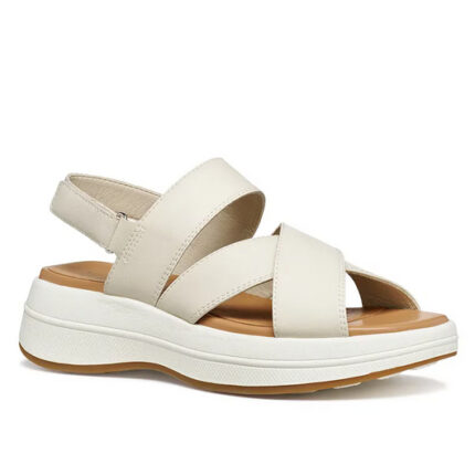 Γυναικεία Δερμάτινα Σανδάλια Flatforms Geox Spherica D650VC 0009B C1122 Μπεζ