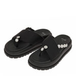 Γυναικεία Flatforms Exe 19796-1 Μαύρο Ασημί Στρας W403R9613B04