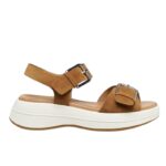 Γυναικεία Δερμάτινα Ανατομικά Σανδάλια Flatforms Geox Spherica D650VA 00022 C6001 Ταμπά Καστόρι