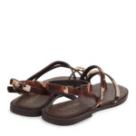 Γυναικεία Δερμάτινα Flat Σανδάλια Seven SVN!LK-TM-1023 Μπεζ Καφέ Cow Πόνυ Χρυσό W419A23010W1