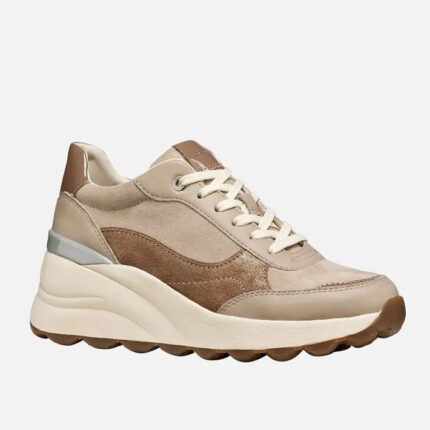 Γυναικεία Ανατομικά Δερμάτινα Sneakers Geox Spherica D65WAB 02285 C5288 Μπεζ/Καφέ