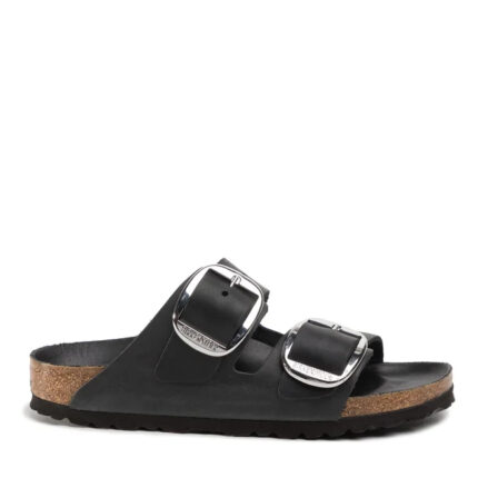 Γυναικεία Δερμάτινα Ανατομικά Σανδάλια Birkenstock Arizona Big Buckle 1011075 Μαύρα Narrow Fit